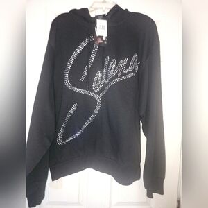 Selena Quintanilla rhinestone lettering sweatshirt.
